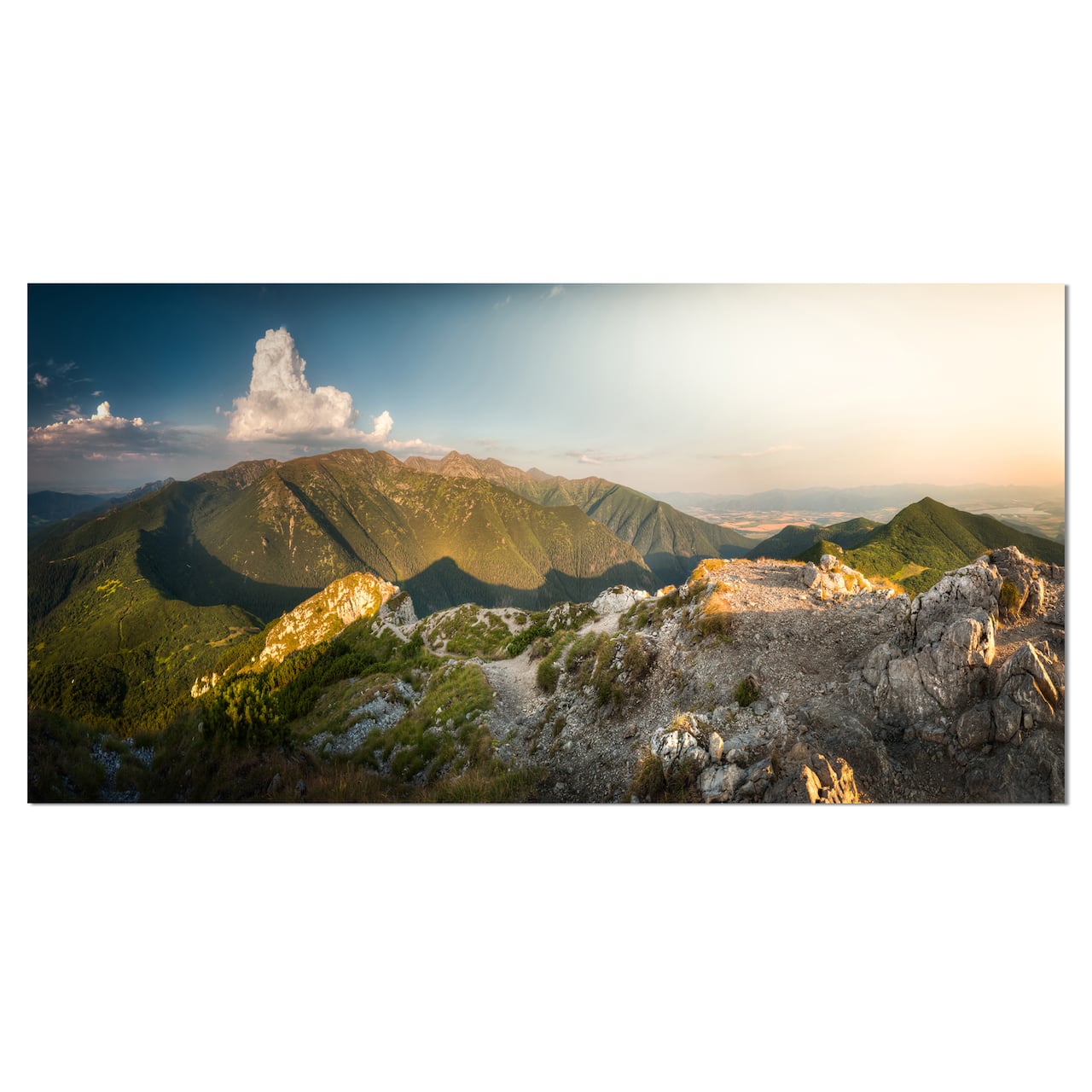 Designart - Rocky Green Mountains Panorama - Landscape Canvas Art Print
